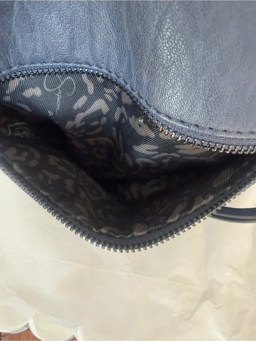 Jessica Simpson Navy Blue Leather Stud-Trim Hobo Bag